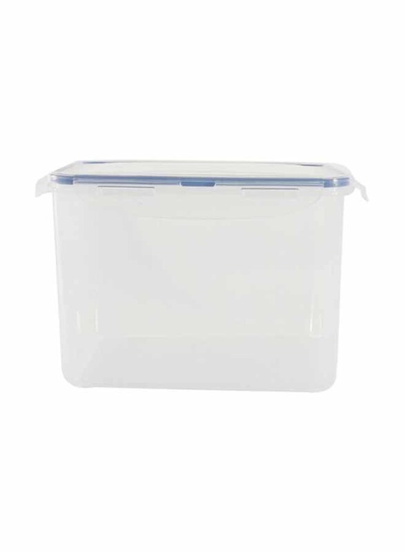 Lock & Lock Classic Rectangular Food Container, 3.9 Liter, Clear/Blue