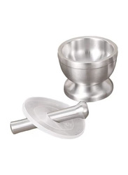 Lixiongbao 304 Stainless Steel Mortar and Pestle Set with Masher Spice Grinder, Pill Crusher Spice Bowl Herb Bowl, Silver