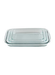Home Maker 3-Piece Rectangular Glass Baking Dish, Clear