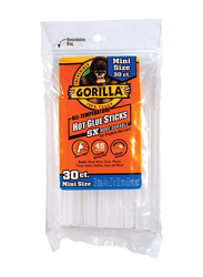 Gorilla 30-Piece Mini Size Hot Glue Sticks, Clear