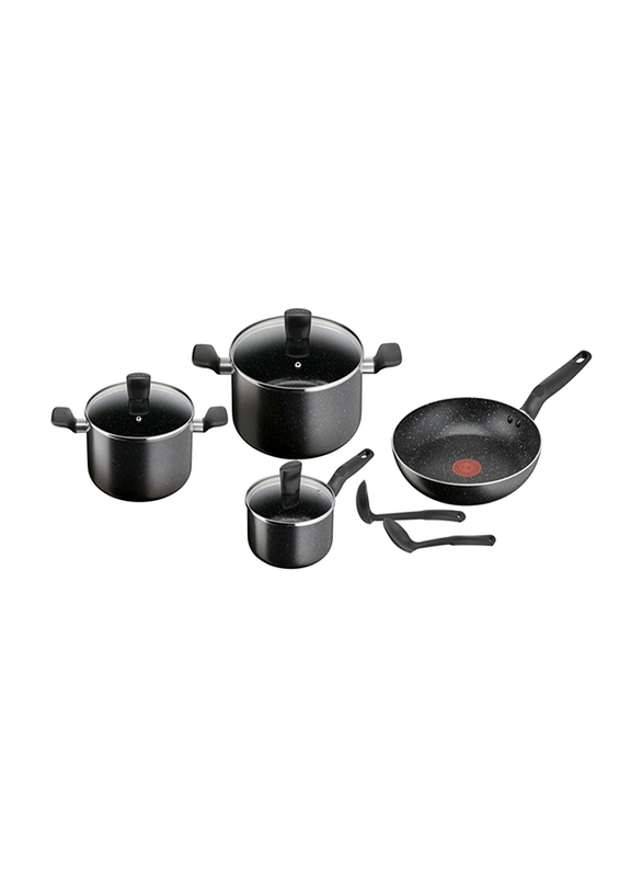 Tefal 9-Piece Dark Stone Cookware Set, Black