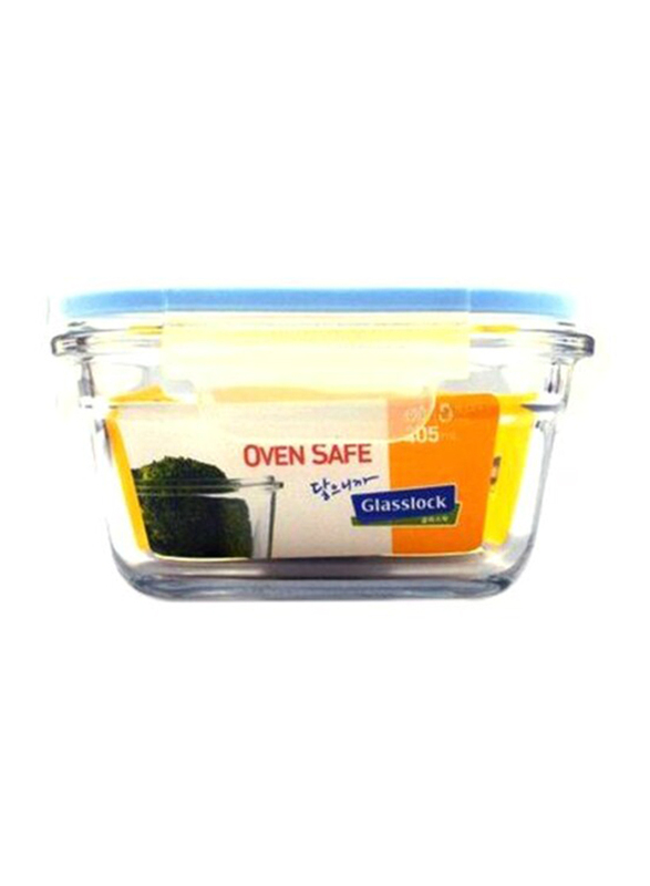 Glasslock Square Food Container with Lid, 400ml, Clear