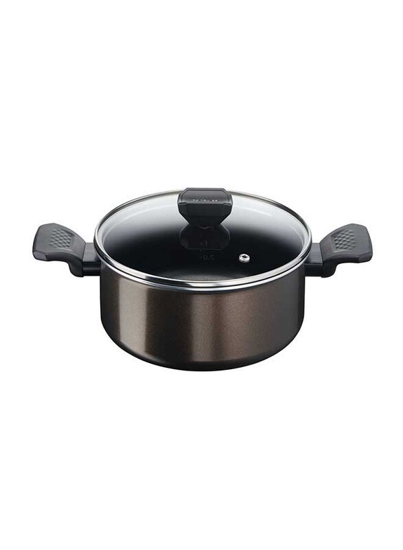 Tefal 20cm Easy Cook and Clean Aluminium Round Stew Pot with Lid, Black