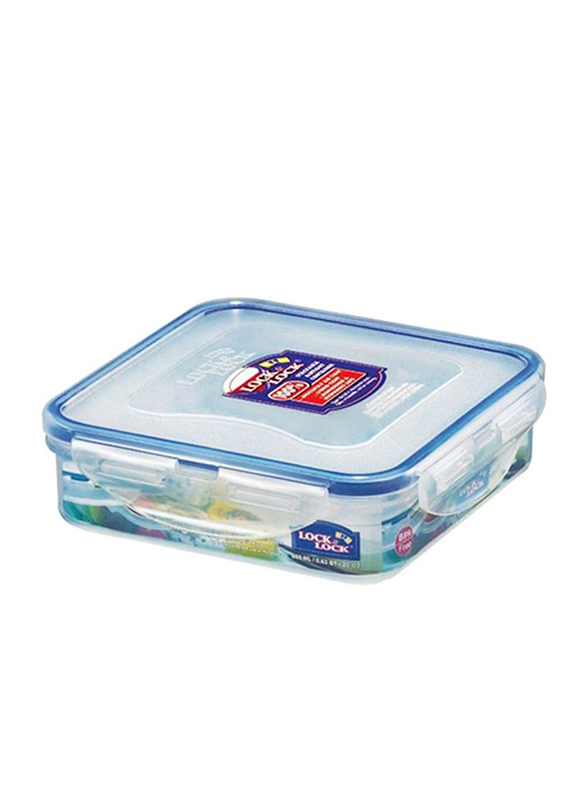 Lock & Lock Classic Square Food Container, 600ml, Clear/Blue