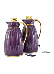 Homemaker 2-Piece Vacuum Flask Set with 1L & 1.3L Capacity, Purple