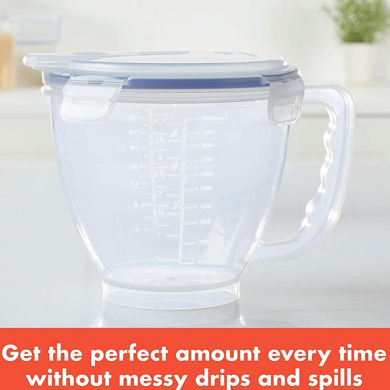 Lock & Lock 1L Special Measuring Cup, Clear/Blue