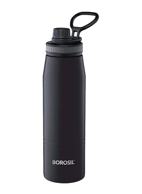 Borosil 600ml GoSport Vacuum Insulated Bottle, Black