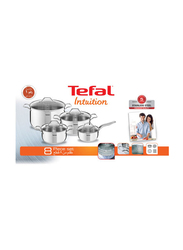 Tefal 8-Piece Intuition Stainless Steel Cooking Set, Silver