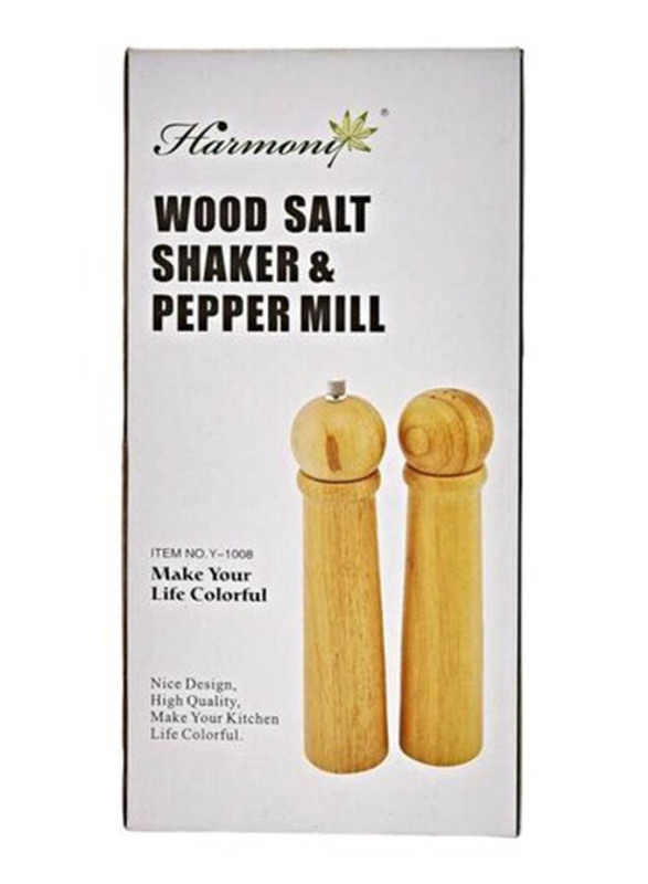 Harmony Wooden Salt Shaker And Pepper Mill, 2 Pieces, Beige