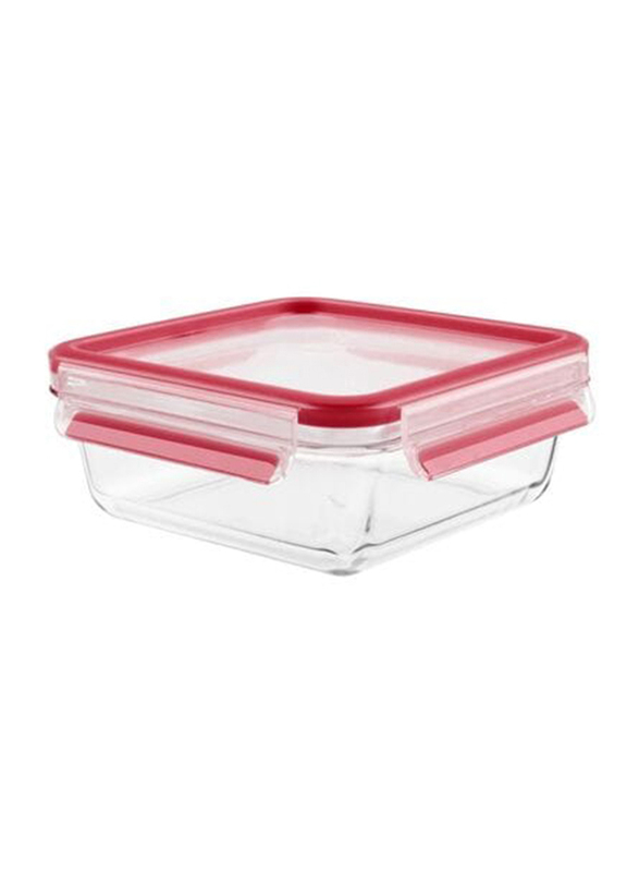 Tefal Master seal Square Glass Container With Lid, 900ml, Clear