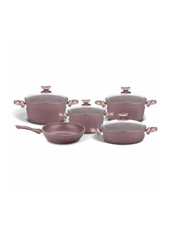 Home Maker Granite Cookware Set, 9 Pieces, Big Rose Gold