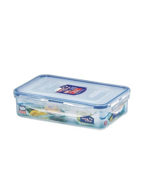 Lock & Lock Classic Rectangular Food Container, 800ml, Clear/Blue