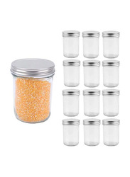 Star Cook Mason Jar with A Sealed Metal Regular Lid, 12 x 200ml, Clear/Silver