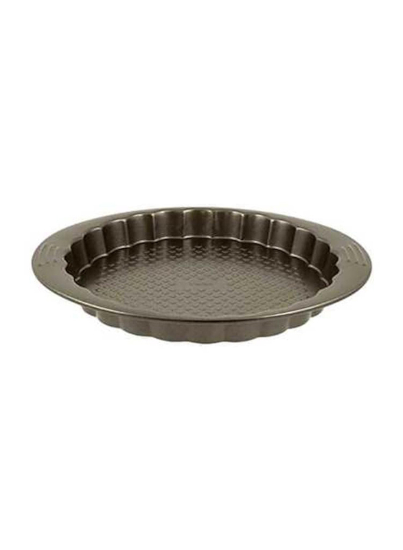Tefal 27cm Easy Grip Gold Round Fluted Tart Tray, Black