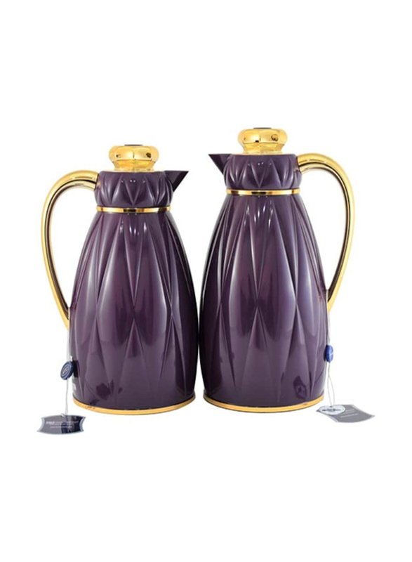 Homemaker 2-Piece Vacuum Flask Set with 1L & 1.3L Capacity, Purple