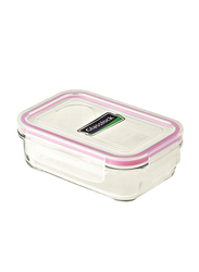 Glasslock Rectangular Food Container, 1 Liters, Clear/Pink