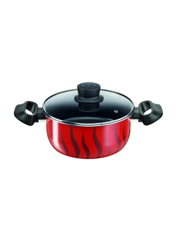 Tefal 8-Piece G6 Tempo Flame Cooking Set, Red/Black