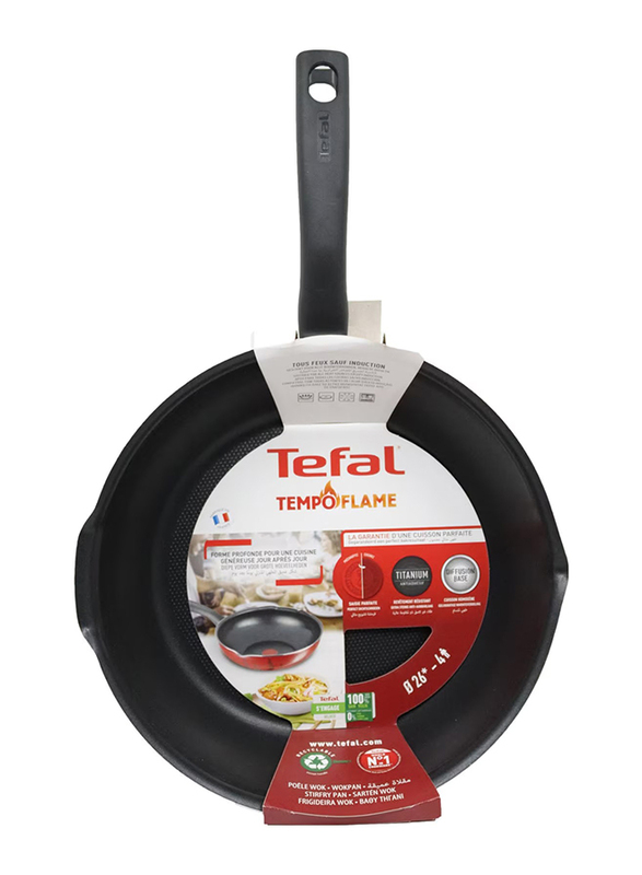 

Tefal 26cm G6 Tempo Flame Wok Pan, Red