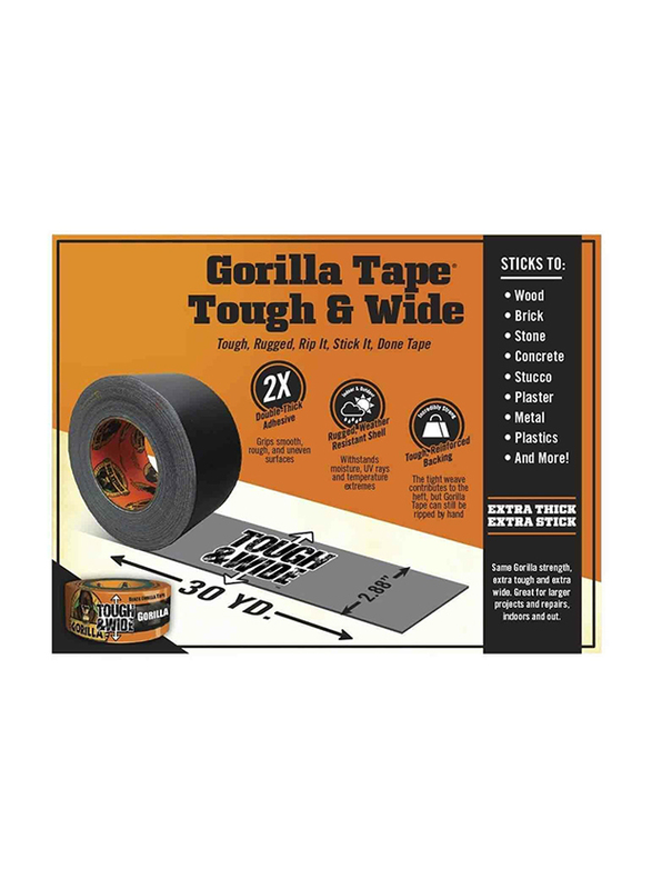 Gorilla Tough & Wide Duct Tape, 6003001, Black