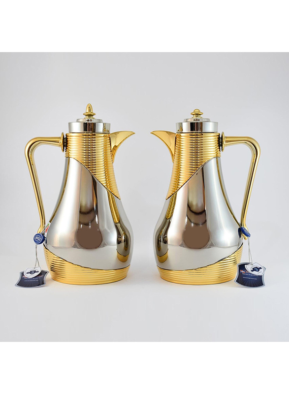 Home Maker 1 Ltr 2-Piece Vacuum Flask Set, RL-NG, Silver/Gold