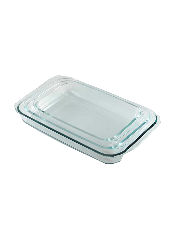 Home Maker 3-Piece Rectangular Glass Baking Dish, Clear