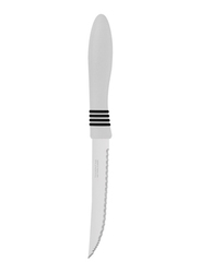 Tramontina 12.5cm 2-Piece Cor & Cor Micro Serrated Steak Knife, White/Silver