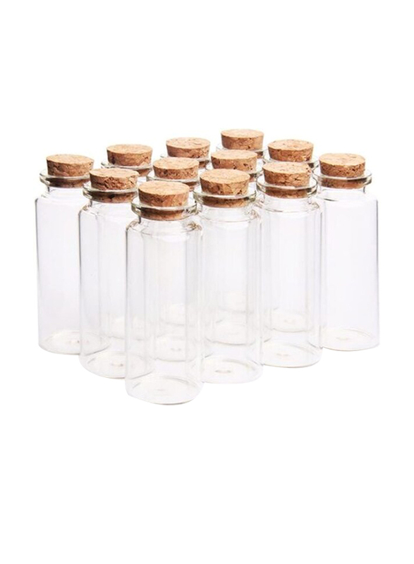 Danmu Mini Glass Bottles with Wood Cork Stoppers, 12 x 30ml, Clear