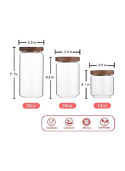 Star Cook Glass Food Storage Jars with Wood Lid, 3 Pieces, Clear/Brown
