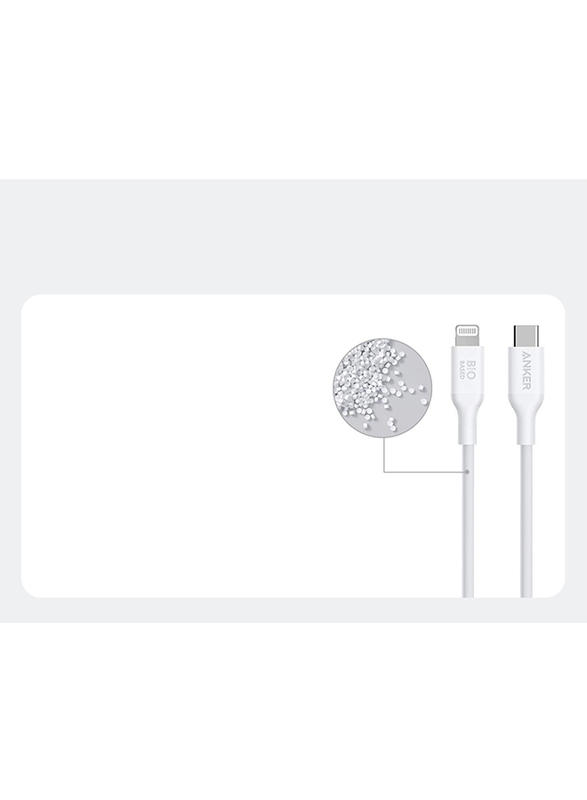 Anker 3-Feet Bio Lighting Cable, USB Type-C to Lighting for Smartphones/Tablets, White