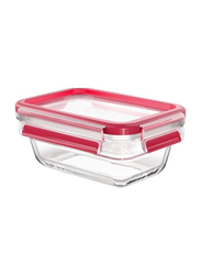 Tefal Master Seal Rectangular Glass Food Container, 450ml, Clear/Red