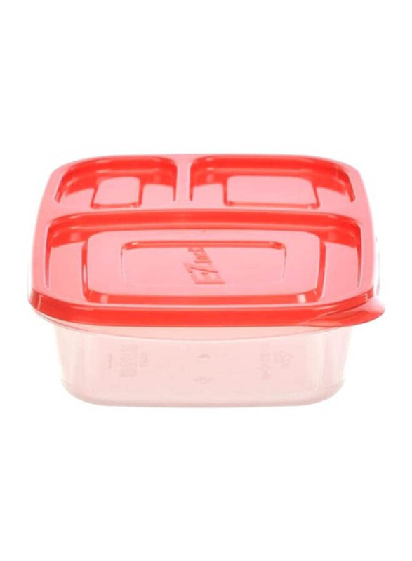 Lock & Lock EZ Lock Easy Plastic Rectangular Food Container, HLE7504, 965ml, 2 Pieces, Clear/Red