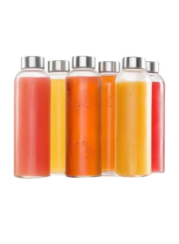 Star Cook 300ml 6-Piece Glass Water Bottles, Clear