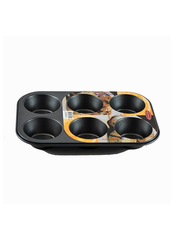 Home Maker 6 Cup Muffin Pan, 26 x 18cm, Black