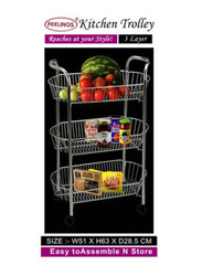 Stainless Steel 3 Layers Vegetable Trolley, Silver