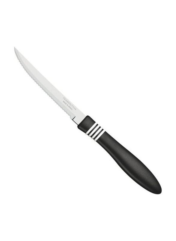 Tramontina 12.5cm 2-Piece Cor & Cor Micro Serrated Steak Knife, Black/Silver