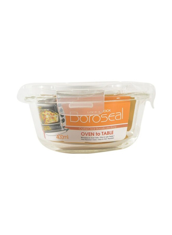 Lock & Lock Boroseal Oven Glass Round Container, LLG822, 400ml, Clear