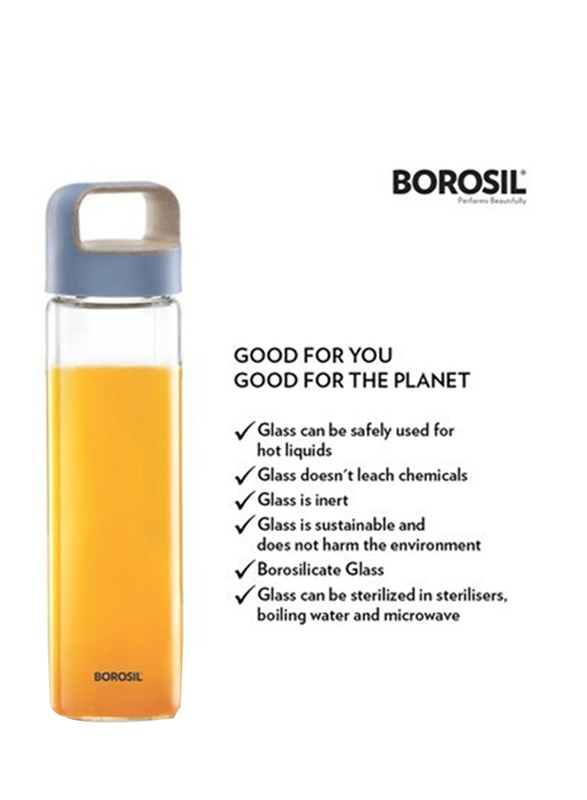 Borosil 500ml Need Water Bottle, Neon Blue