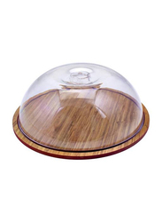 26cm Round Wooden Cake Serving Plate with Lid, Brown