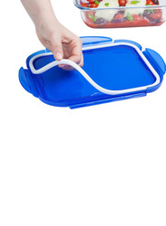 Pyrex Cook & Go Rectangular Food Container with Lid, 1.7 Liters, Clear/Blue