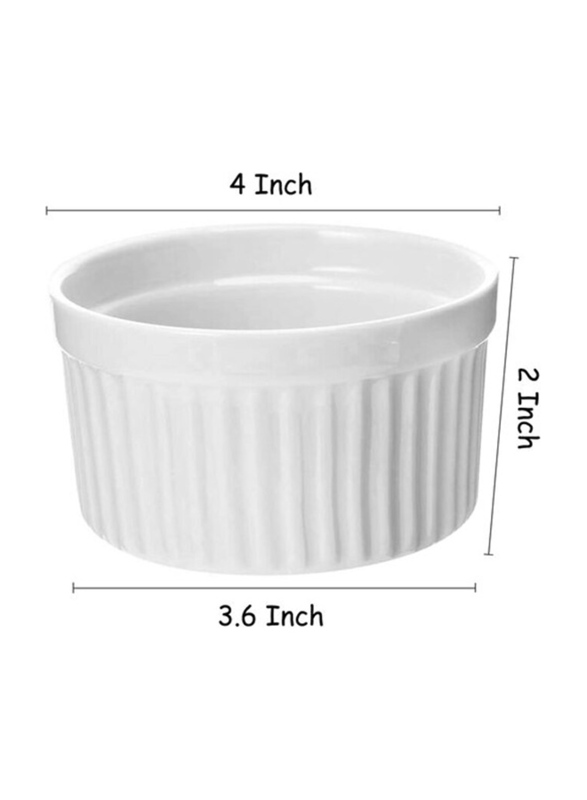 Star Cook 8-Piece Ramekin Bowls Custard Cups and Souffle Small Instant Table Tray, White