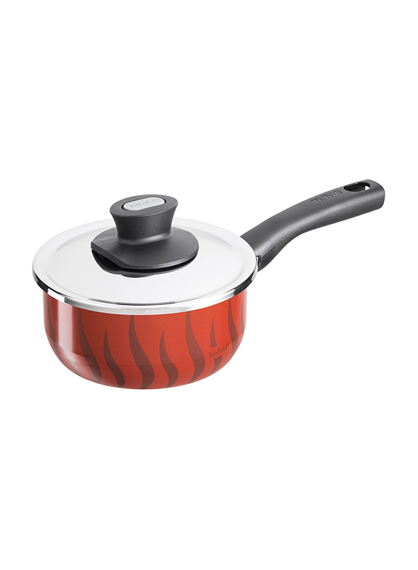 Tefal 20cm Tempo Flame Saucepan With Lid, C3042483, Red