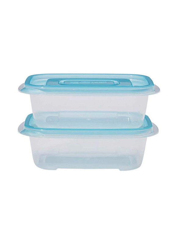 

Lock & Lock Ez Lock Pastel Rectangle Food Container, 2 x 520ml, Clear/Blue