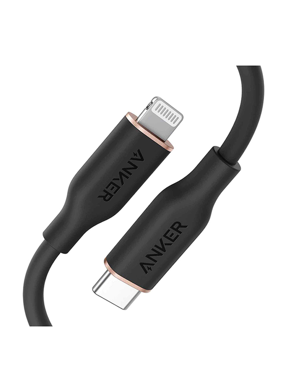Anker 3-Feet 641 Flow Silicone Lightning Cable, USB Type-C to Lightning for Smartphones/Tablets, Midnight Black