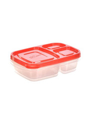 Lock & Lock EZ Lock Easy Plastic Rectangular Food Container, HLE7504, 965ml, 2 Pieces, Clear/Red