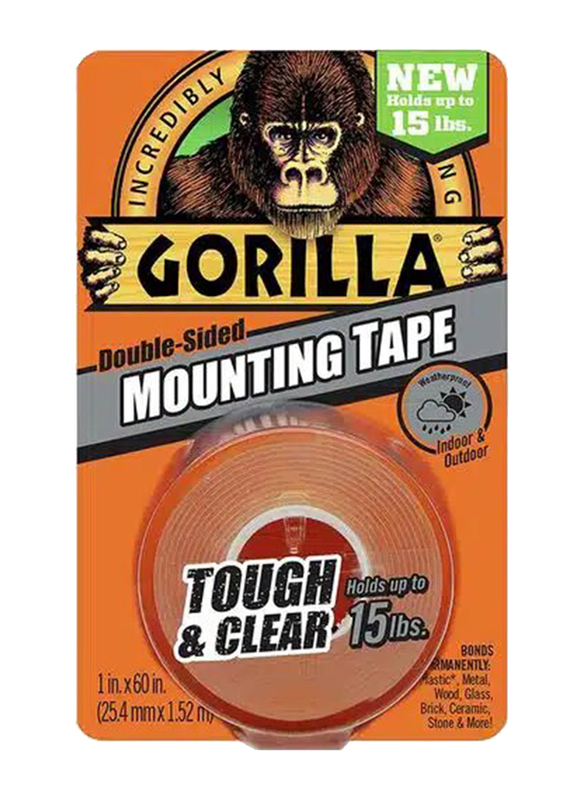 Gorilla Tough & Clear Mounting Tape, 6065001, Clear