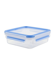 Tefal Master Seal Fresh Square Food Storage Box, 0.85 Liters, Clear/Blue