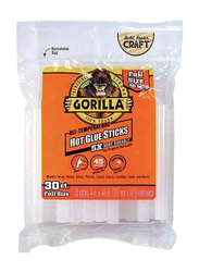 Gorilla 30-Piece 4-inch Hot Glue Sticks, White