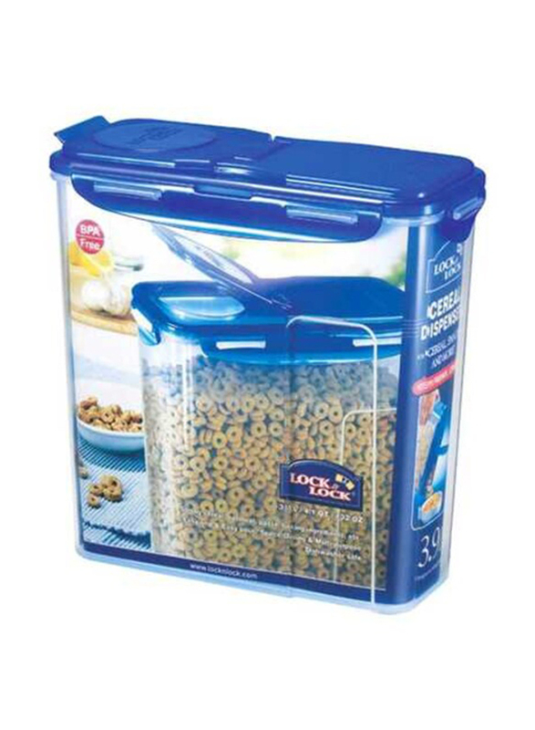 

Lock & Lock Cereal Dispenser, 3.9 Liter, Clear/Blue