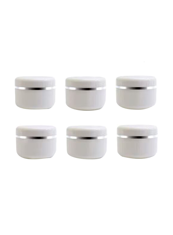 Ericotry Edge Empty Refillable Cosmetic Plastic Jars Set with Dome Lid, 100ml x 6 Pieces, White