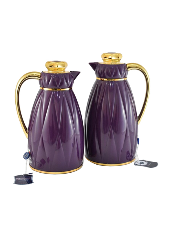 Homemaker 2-Piece Vacuum Flask Set with 1L & 1.3L Capacity, Purple